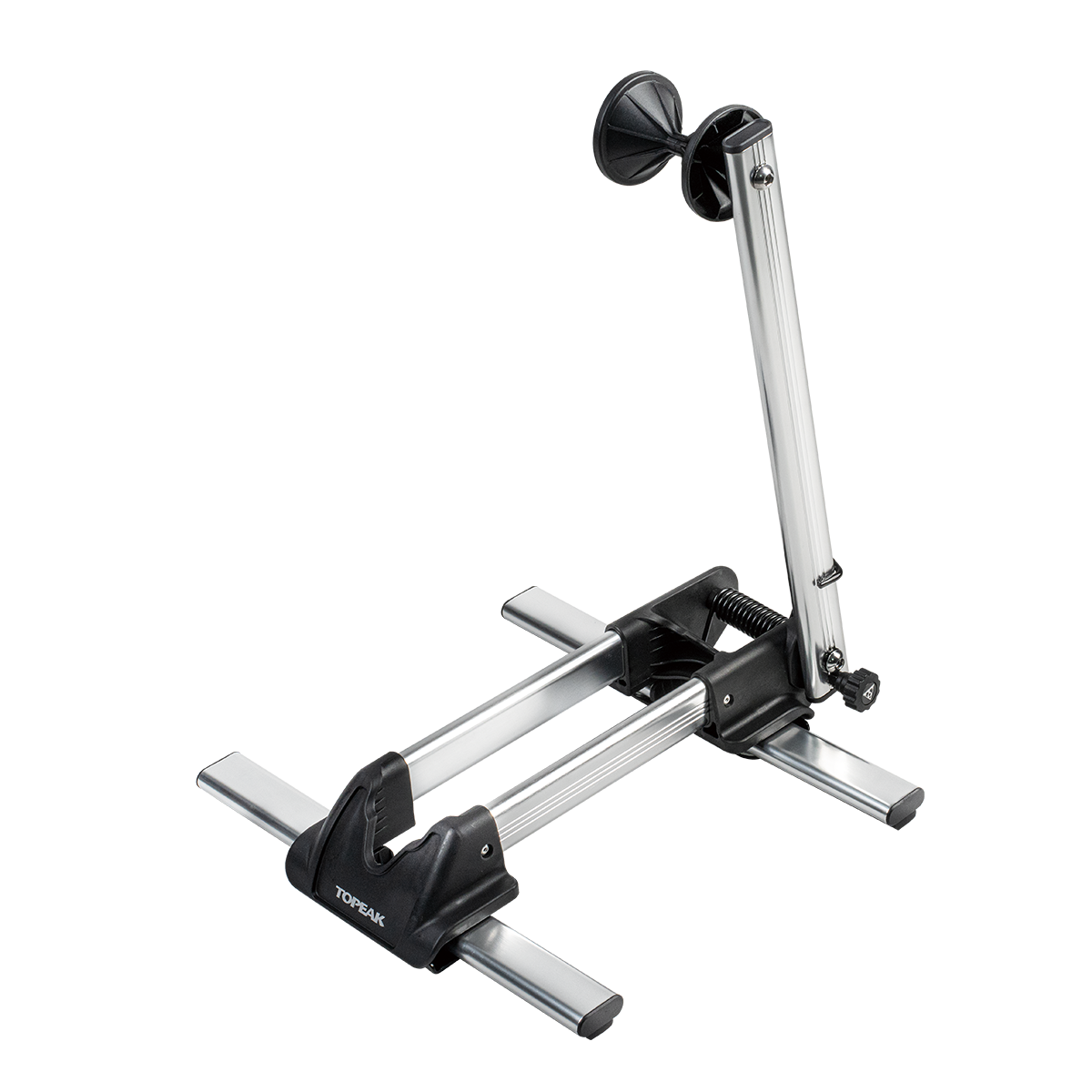 Bicycle wheel parking stand on a white background