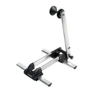 Bicycle wheel parking stand on a white background