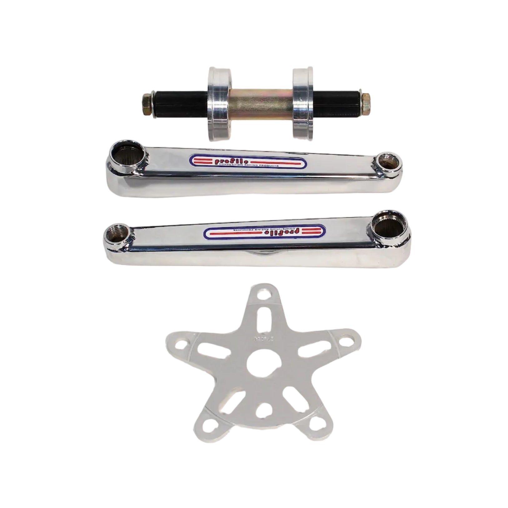 Profile Vintage Box BMX 3-Piece cranks w/ American BB - 175mm - Chrome - USA Made