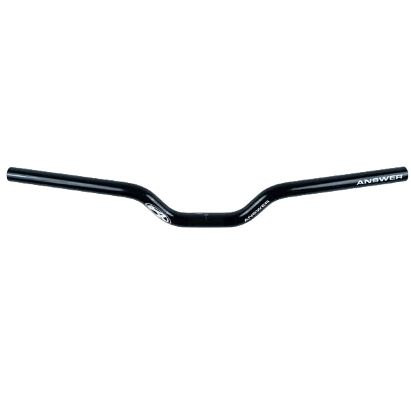 Black bicycle handlebar with 'Answer' branding on a white background