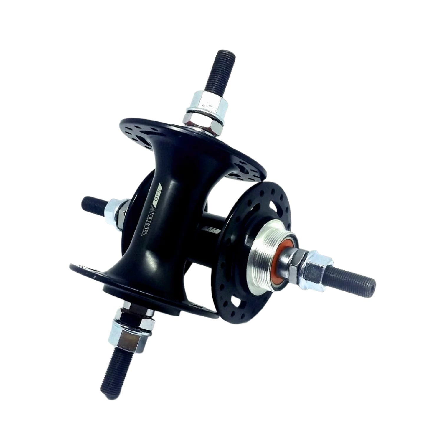 BlackOps Sealed High Flange w/ Cut-outs Flip/Flop BMX Hubset - Black - 36h 3/8"