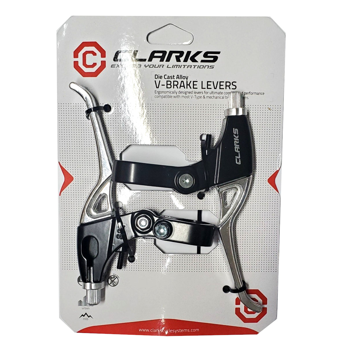 Clarks V-/Mech Disc MTB Brake Lever Set Black/Silver Pair