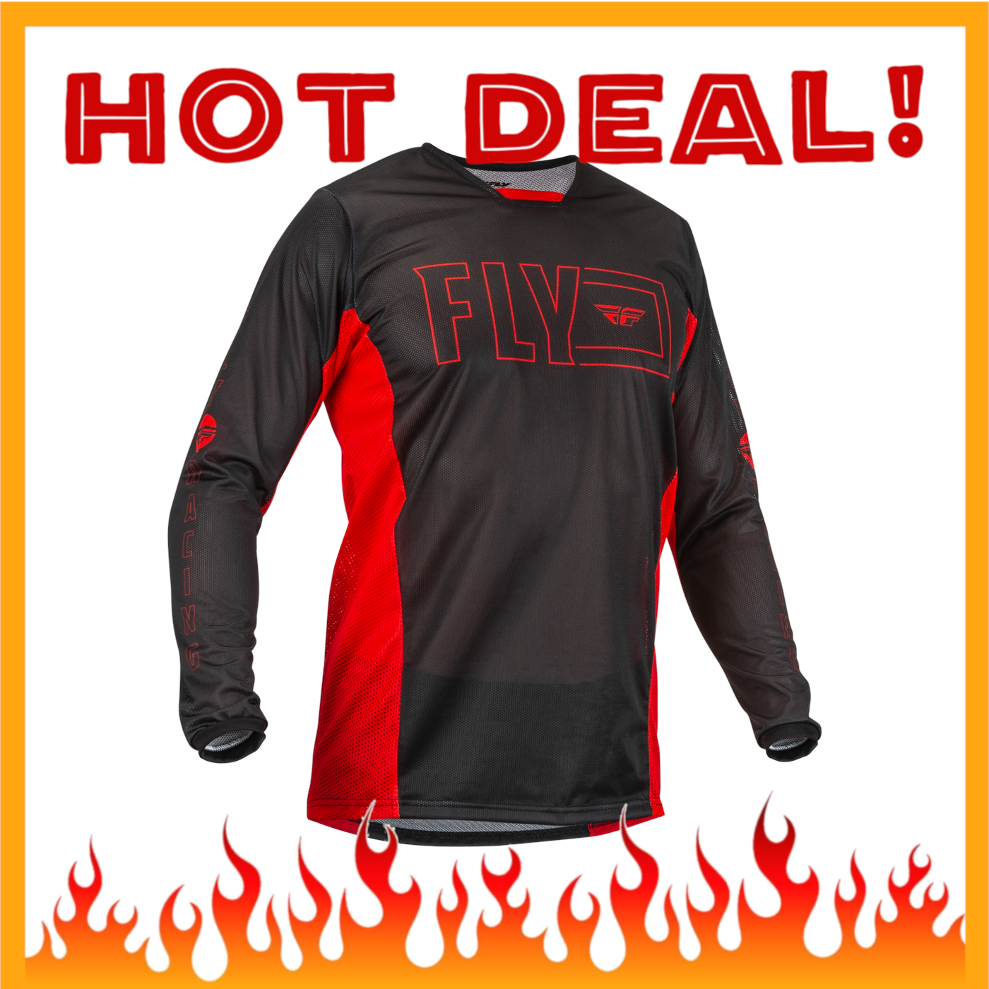 Fly Kinetic Mesh BMX Jersey - Adult Large (L) - Red / Black