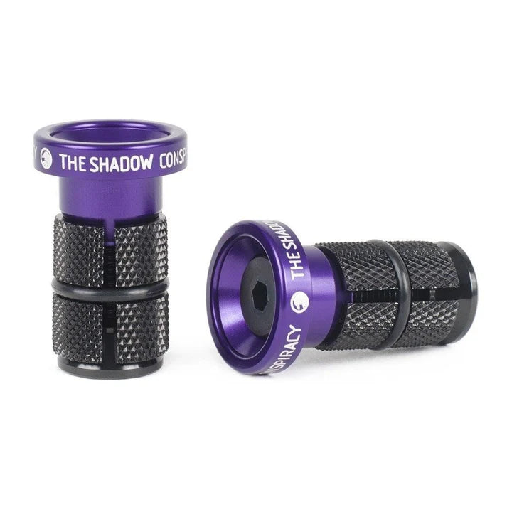 Shadow Conspiracy Deadbolt Slim Bar Ends - Aluminum BMX Bar Plugs - Skeletor Purple