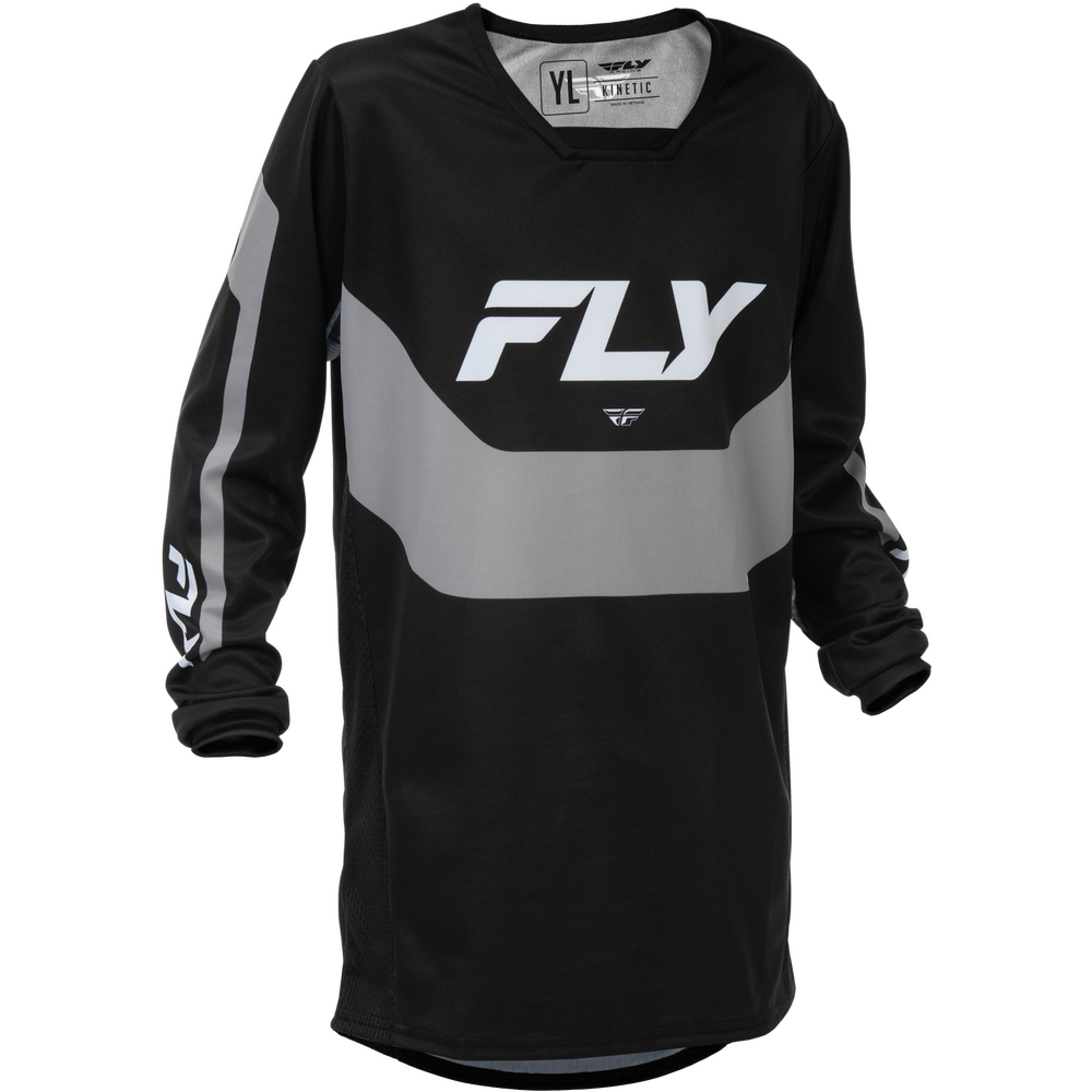 Fly Kinetic BMX Jersey - Youth Large (YL) - Black/Gray