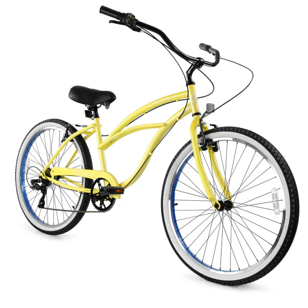 womens bicycle yellow Kent 26" Margaritaville 3-Speed Cruiser Bike, comes 85% assembled Shimano 7 Beach Cruiser Women's Cruiser Bike