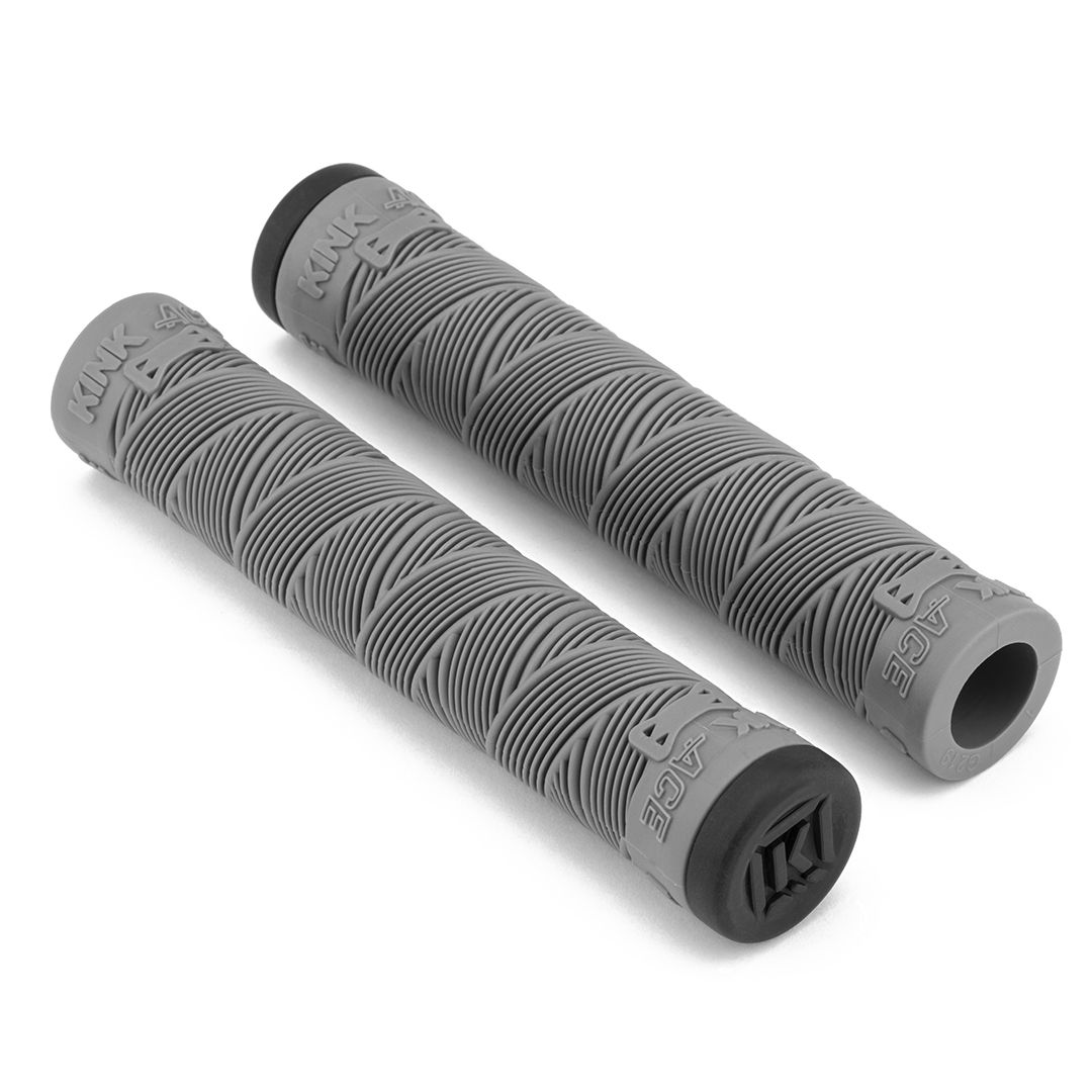 Kink BMX Ace Grips w/ Bar Ends - Flangeless - Gray