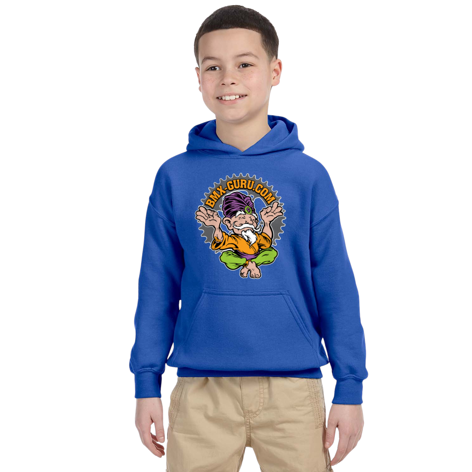 BMXGuru Youth Hoodie - Full Color - Royal Blue