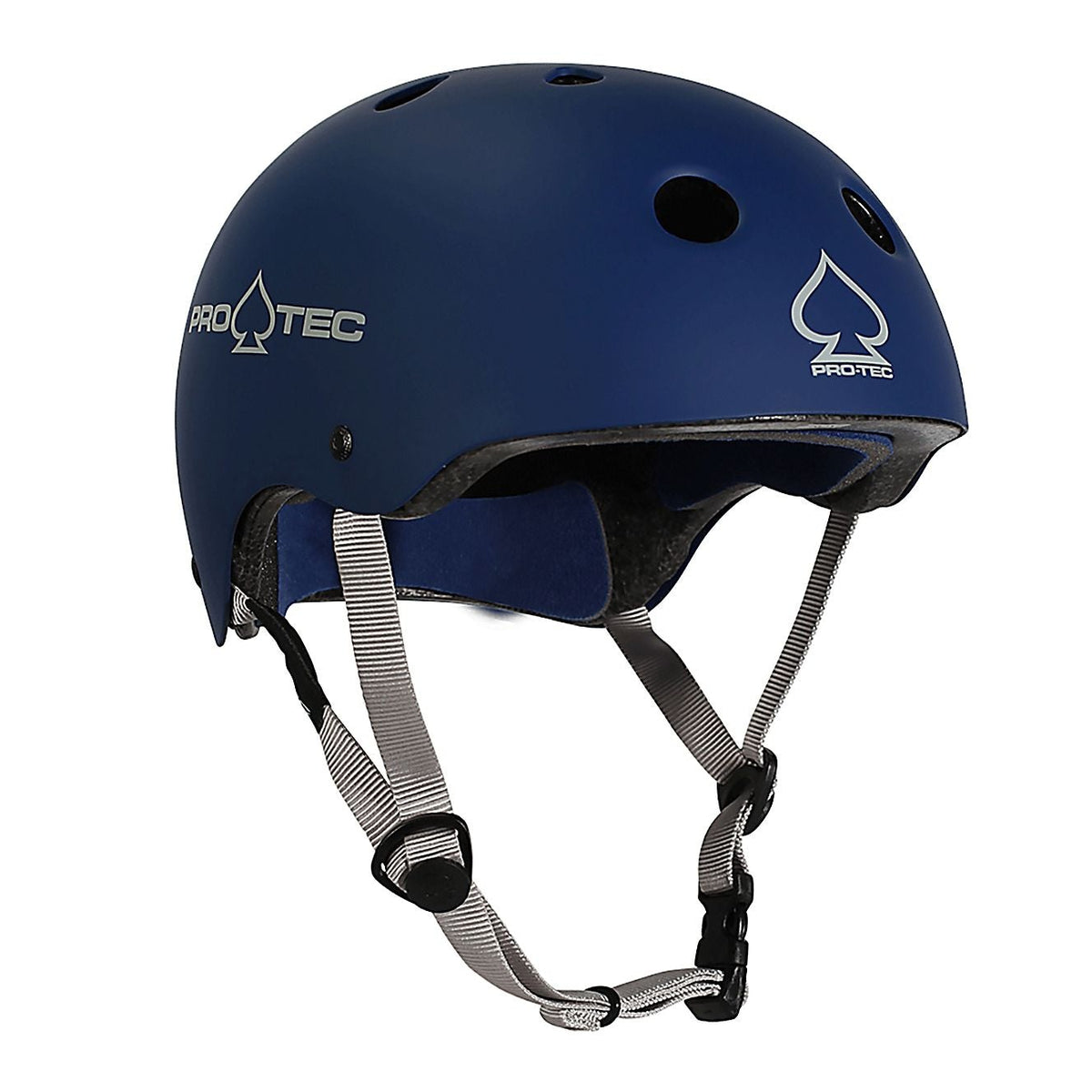 Blue helmet with Pro-Tec branding on a white background