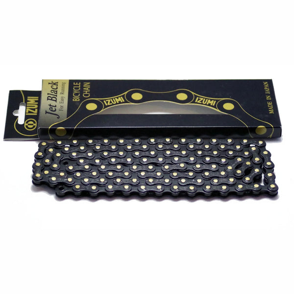 Catena Bicicletta Izumi BMX Monovelocità - Misura 1/2 X 1/8, 116 Maglie, Nera Con Perni Oro, Made In Japan