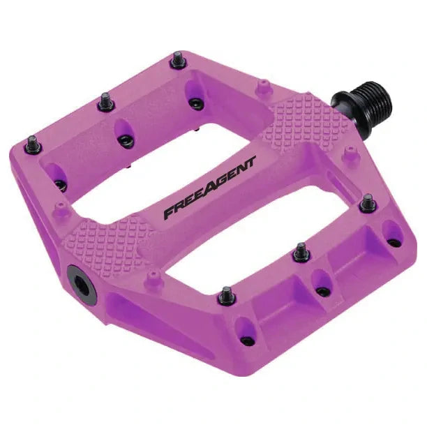 Free Agent Double Agent Thermoplastic Sealed Platform Pedals - Removable Pins - 9/16" - Purple