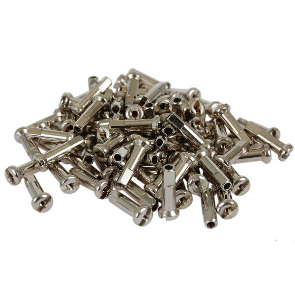 thumbnail image 2 of DT Swiss 2.0mm 14mm Silver Brass Spoke Nipples - Nickle Plated (Pack Of 100, N0BA20140N0100) 2 of 5