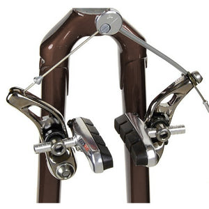 Bicycle brake mechanism on a white background