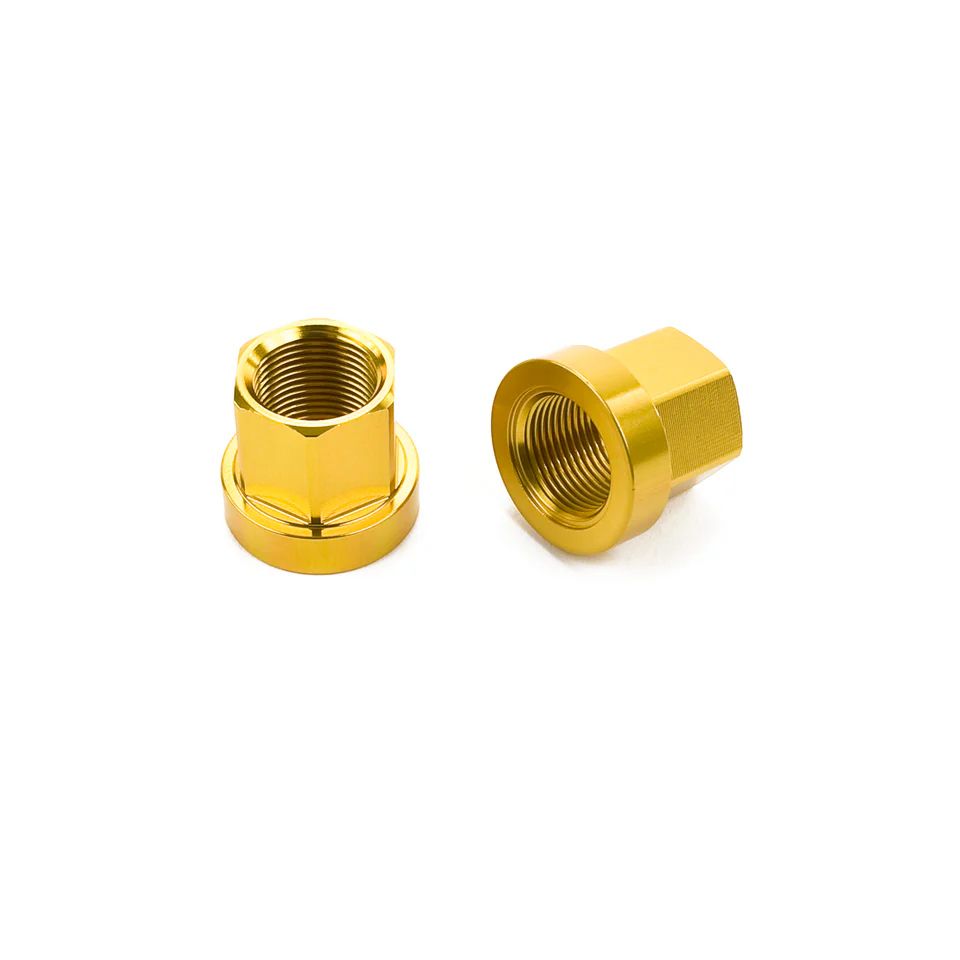 Mission 14mm x 1 Aluminum Axle Nuts -  Set of 2 - Gold