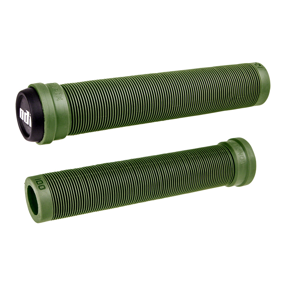 ODI Longneck SLX Flangeless BMX Grips - 160mm - Army Green - USA Made