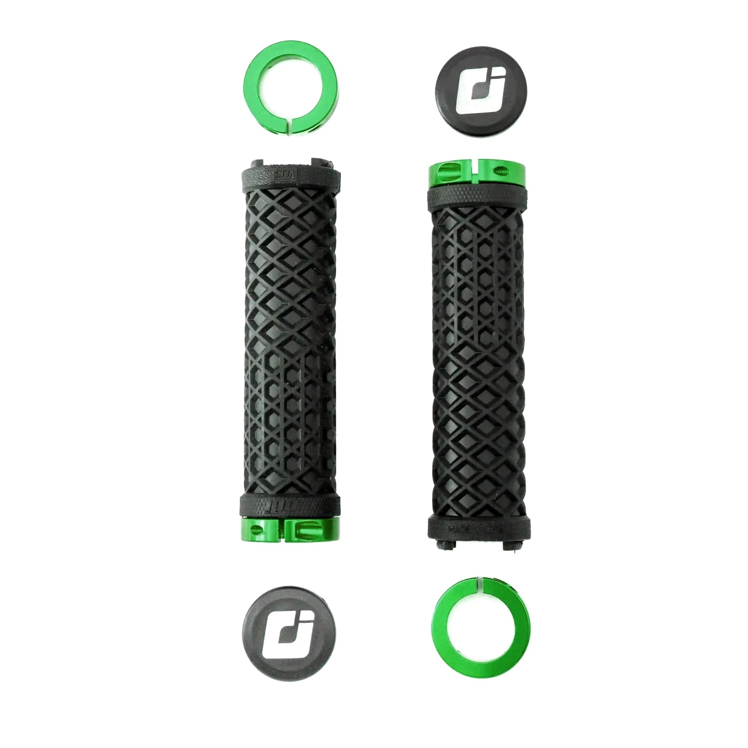 ODI Vans Lock-On BMX Grips - Flangeless - Black w/ Green clamps - USA Made