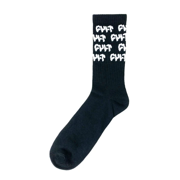 Cult Pattern Logo BMX Socks - Black / White