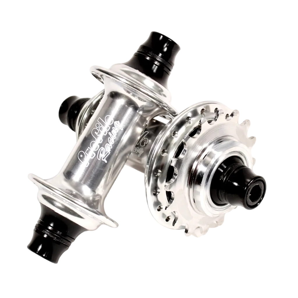 Bicycle hub with metallic finish on a white background