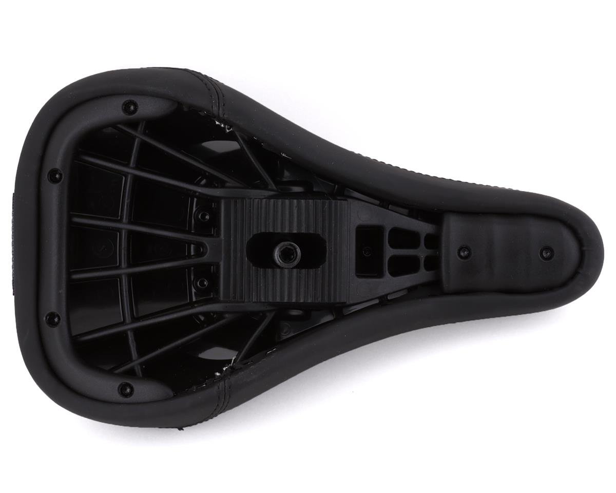 Black bicycle seat on a white background