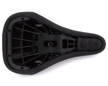 Black bicycle seat on a white background