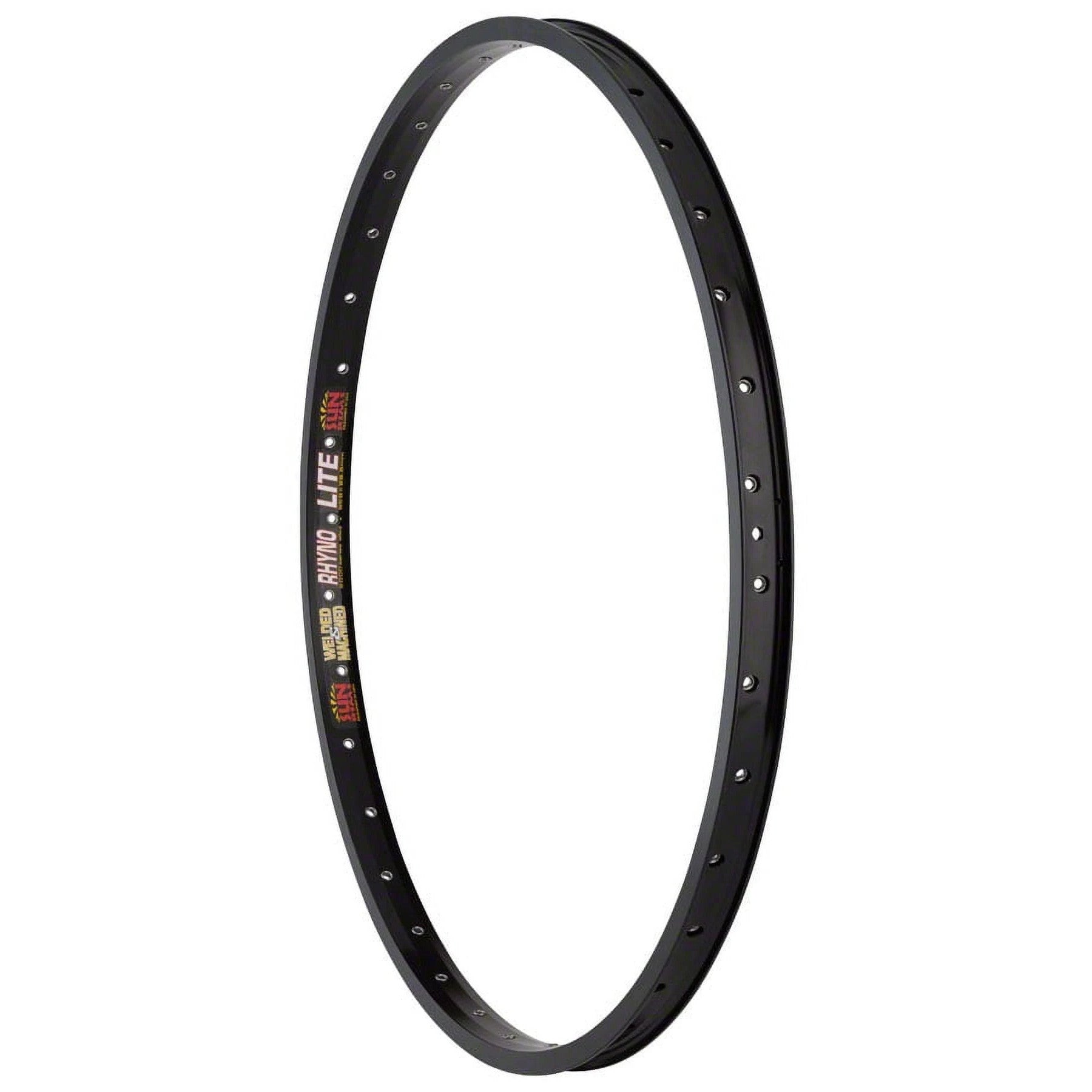 A black 26-inch Sun Rhyno Lite XL BMX double wall rim with 36 spoke holes