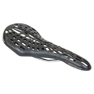 Black bicycle saddle on a white background