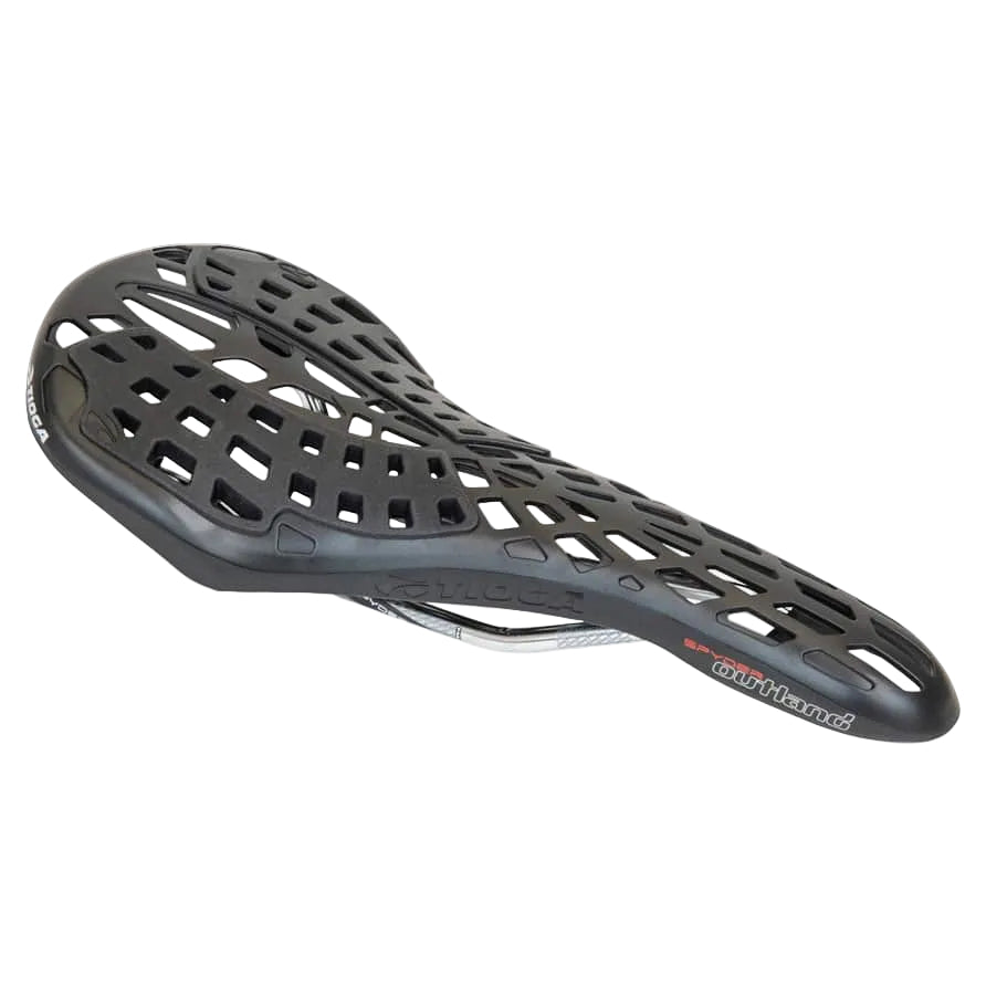 Black bicycle saddle on a white background