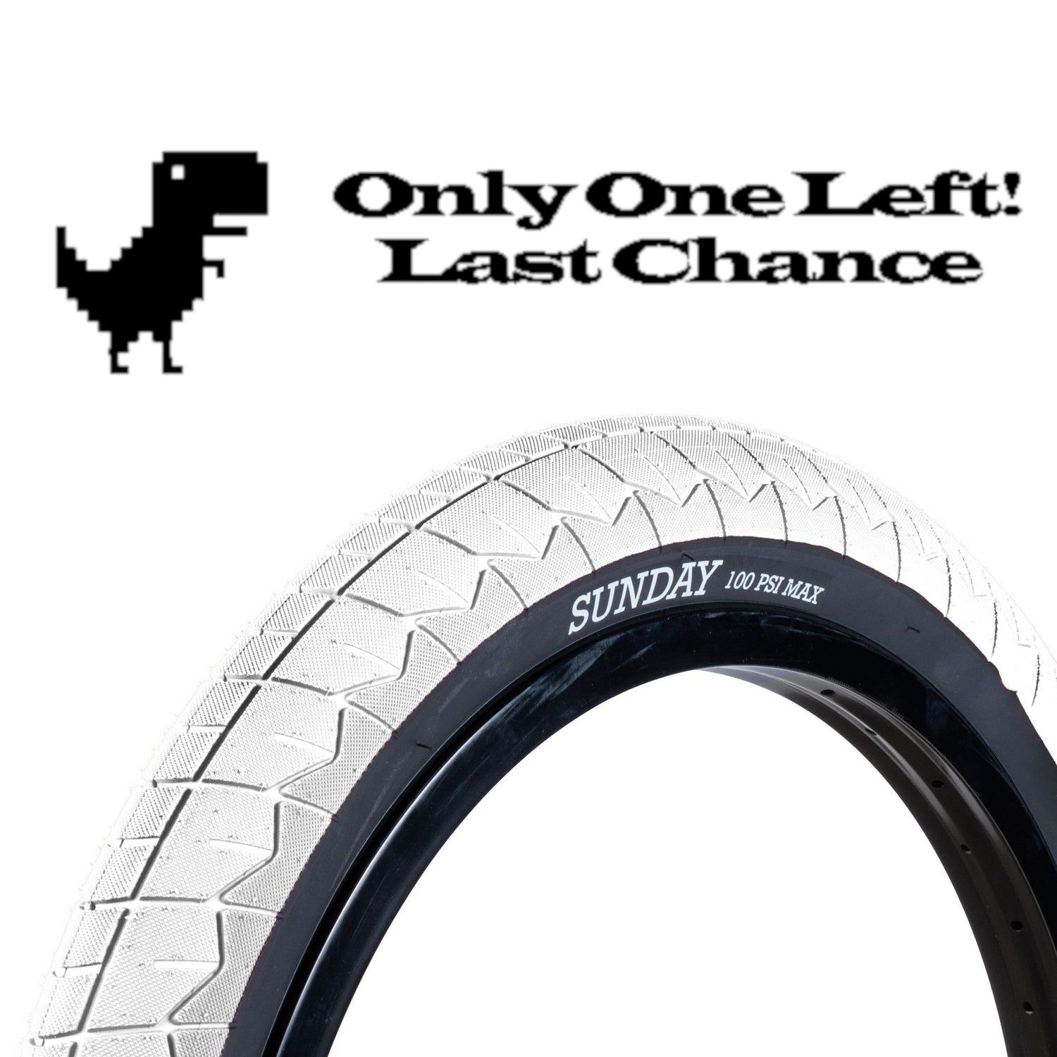 20x2.40 Sunday BMX Current V2 Tire - 100 psi - White w/ Black Sidewall