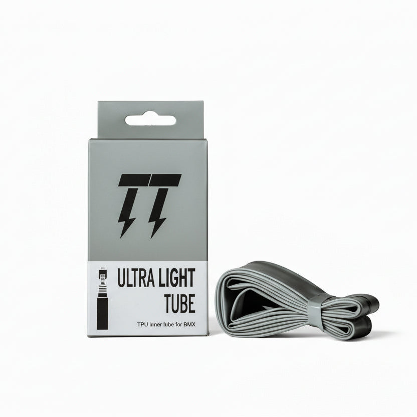 Ultra light tube packaging with a white background