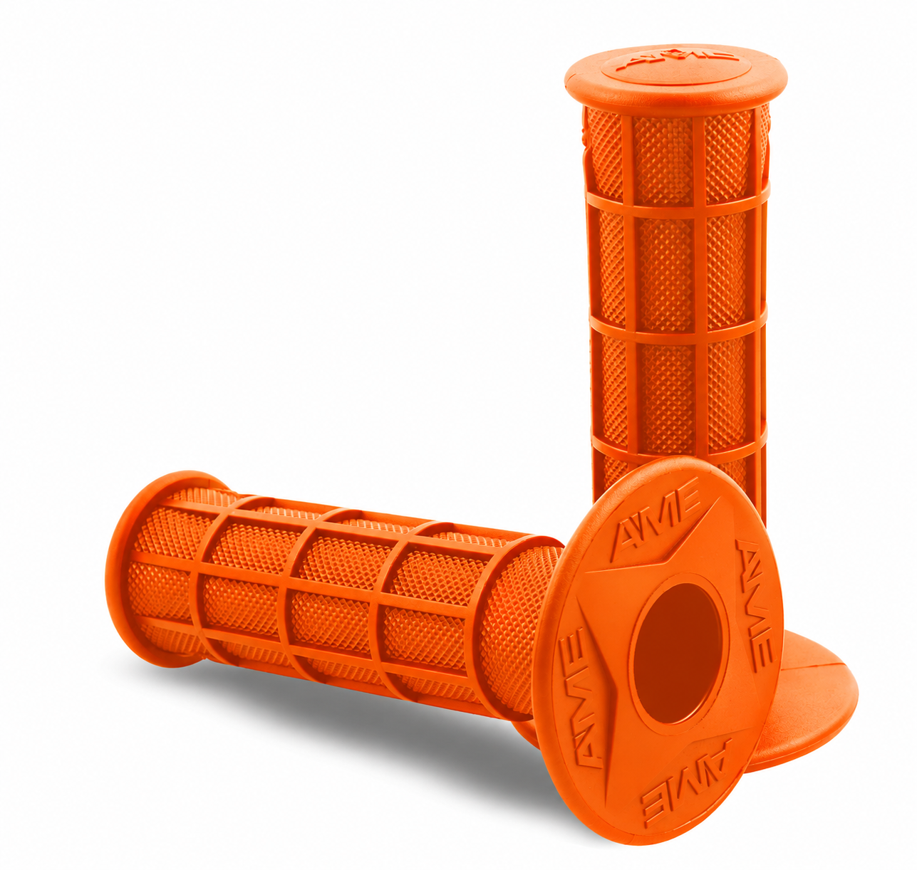 AME Full Waffle BMX Grips - Flanged - Orange - USA Made