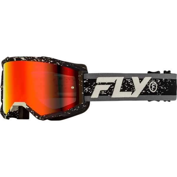 Fly Zone Adult BMX / MX Goggles - Black/Gray w/ Red Mirror/Smoke