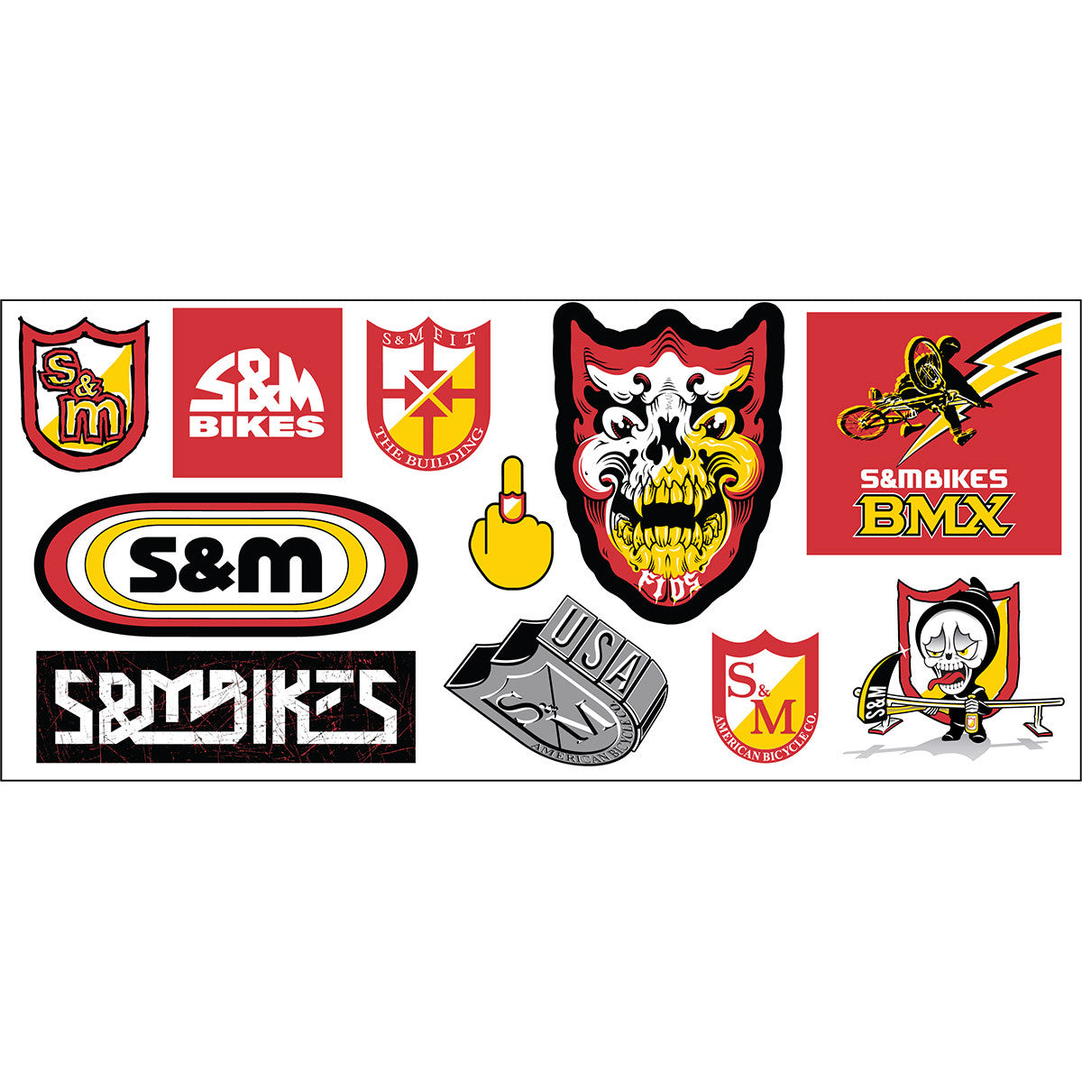 S&M BMX 2021 Sticker Sheet - Vinyl Decals - 9" x 4" sheet - 11 stickers