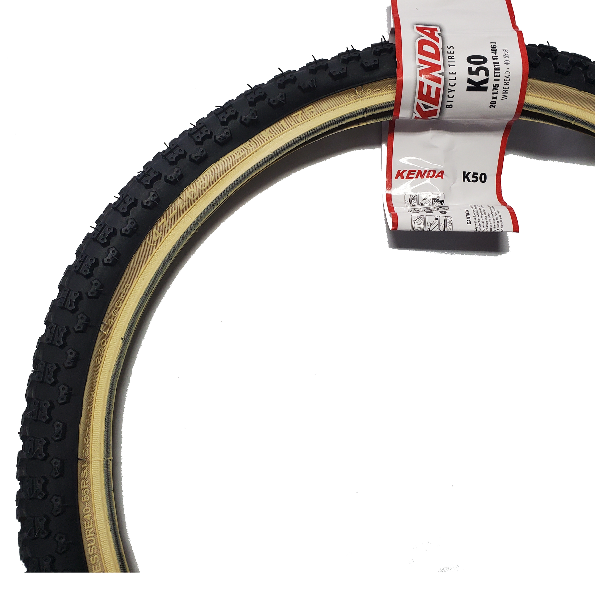 20x1.75 Kenda Comp III 3 style BMX tire - Black w/ Light Skinwall - single