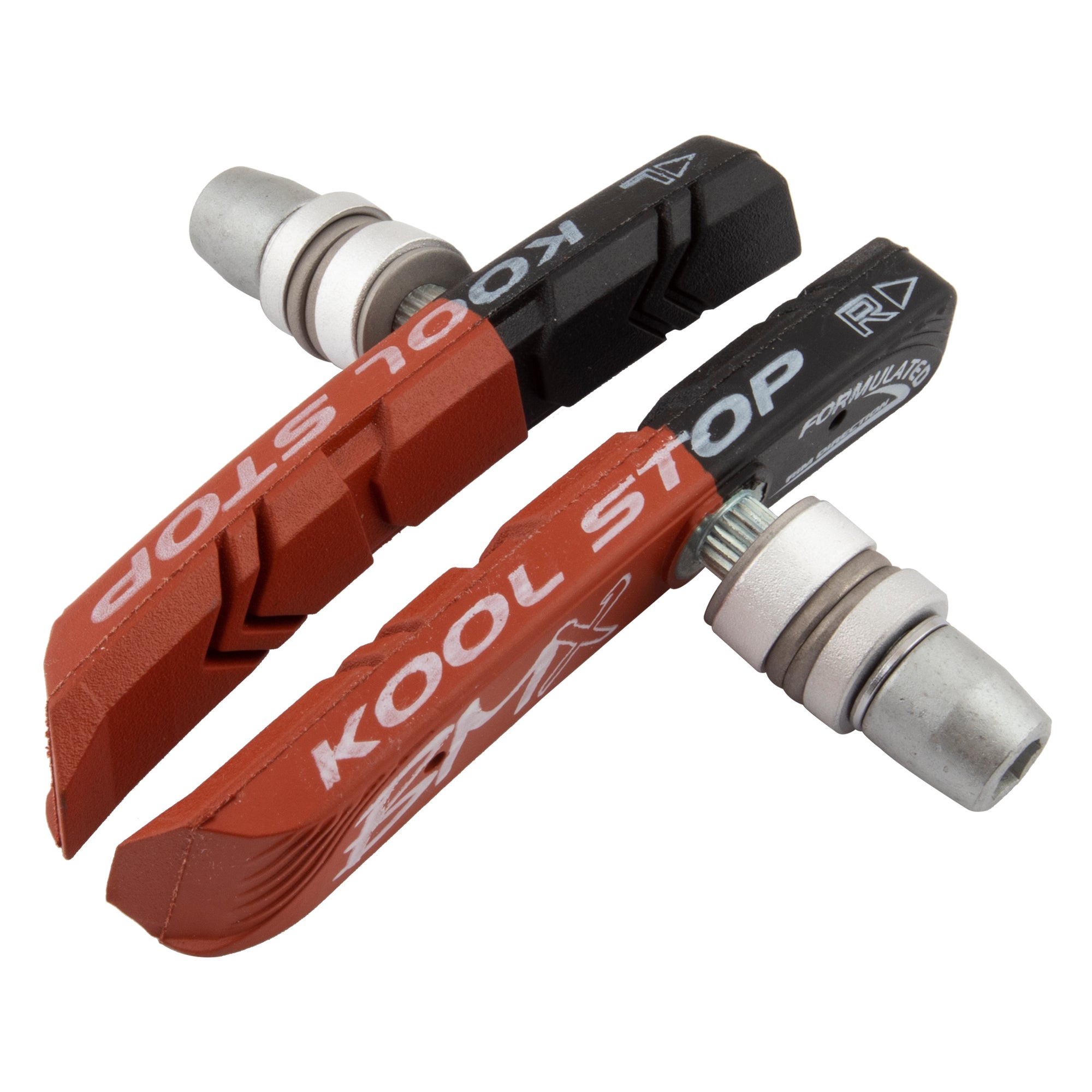 Kool Stop BMX Brake Pads/Shoes - Threaded - Black/Salmon - USA Made