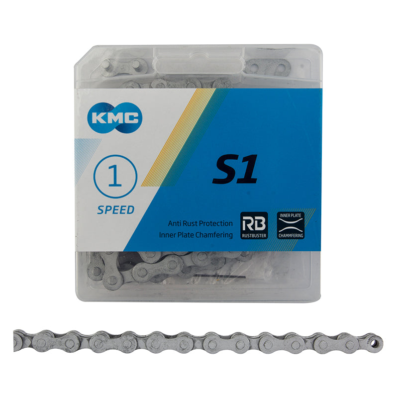 KMC S1 Chain - 1/2 x 1/8 x 112L - BMX / Fixie / Single Speed - Rustbuster Silver (Anti-Rust)