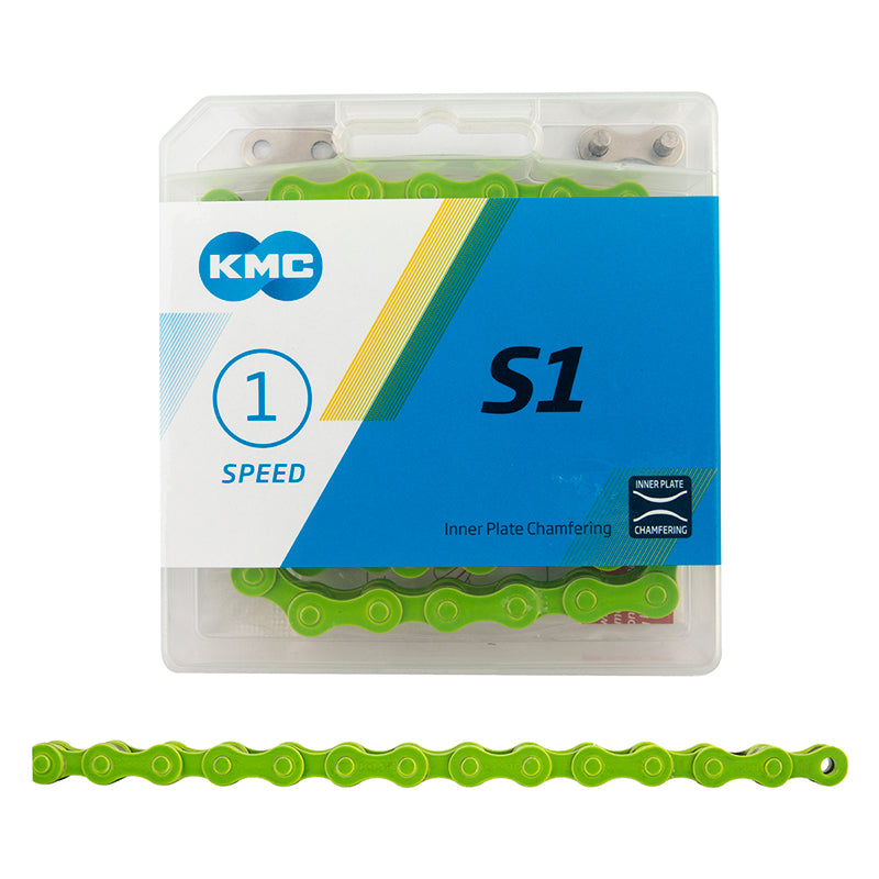KMC S1 Chain - 1/2 x 1/8 x 112L - BMX / Fixie / Single Speed - Lime Green