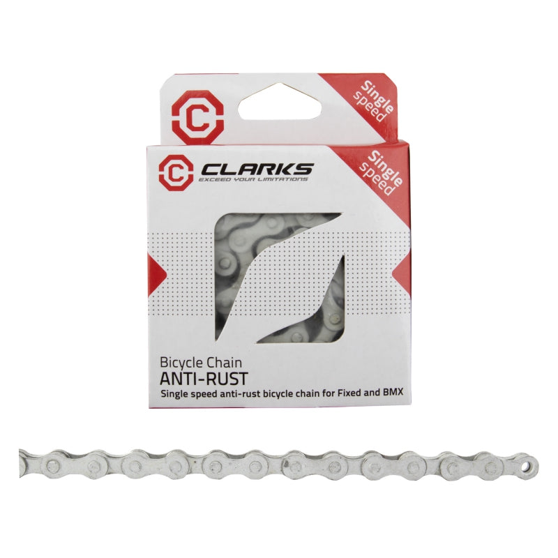 Clarks Anti-Rust Single Speed Chain - 1/2 x 1/8 x 112L - Silver