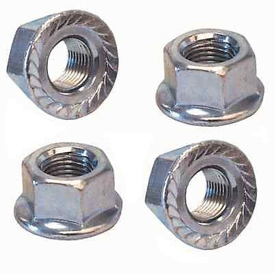 Steel Flanged Axle Nuts - 3/8" x 26t - Set of 4 - Silver