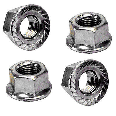 Steel Flanged Axle Nuts - 3/8" x 26t - Set of 4 - Chrome