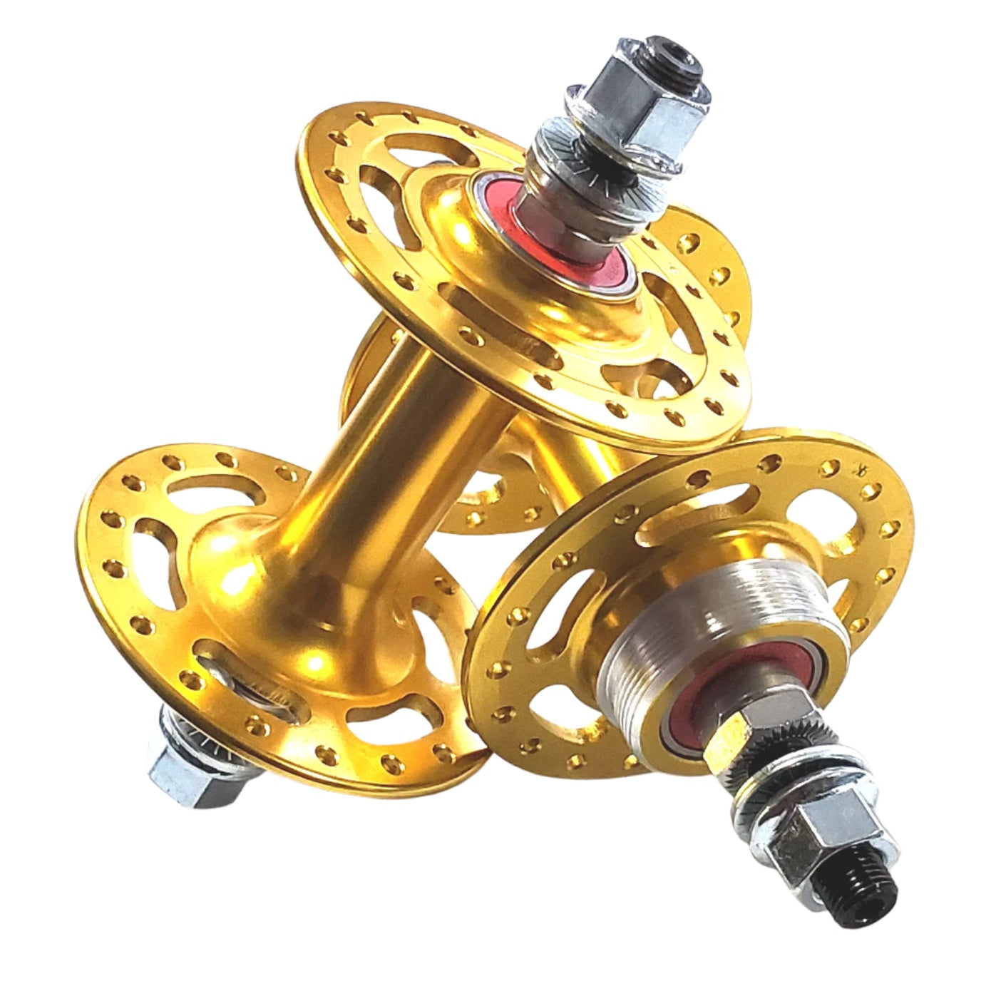 Retro Sealed High Flange w/ Cut-outs BMX Hubset - 36h - 3/8" - Gold