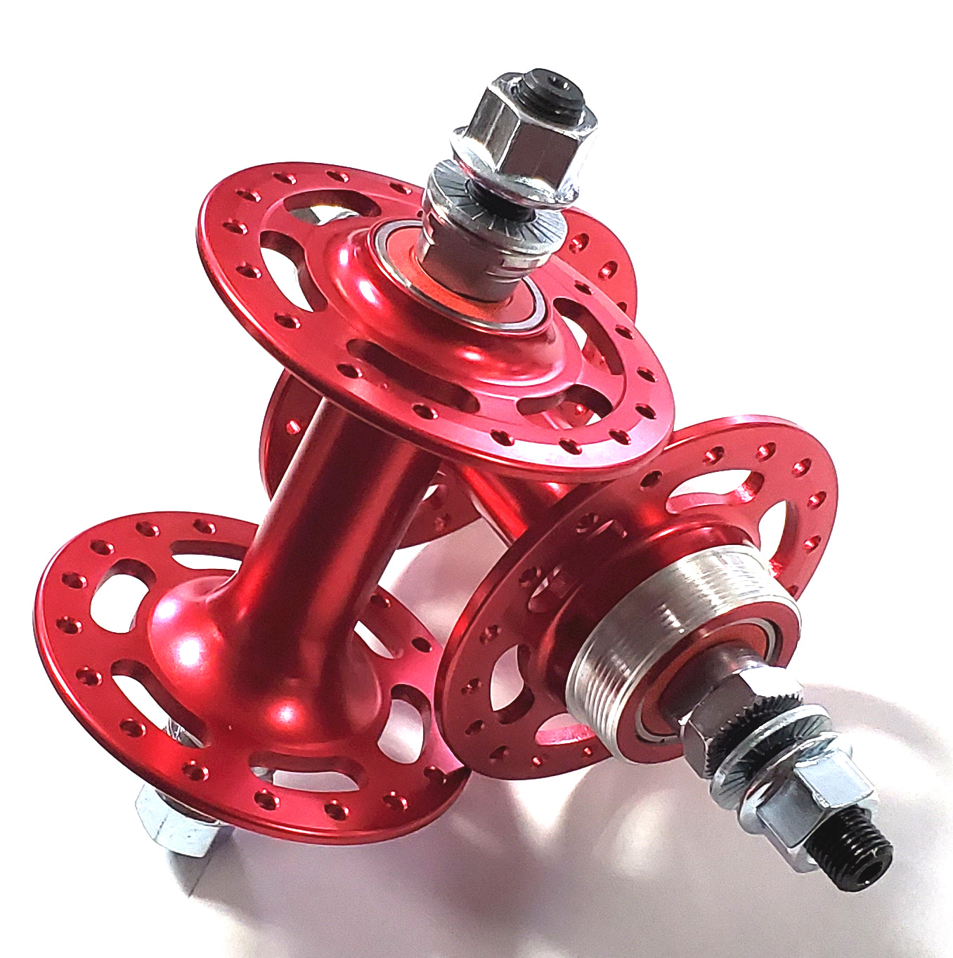Retro Sealed High Flange w/ Cut-outs BMX Hubset - Red - 36h 3/8"