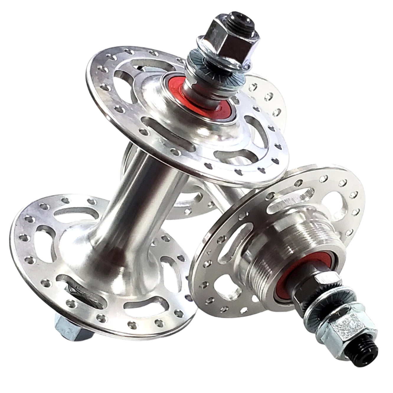 Retro Sealed High Flange w/ Cut-outs BMX Hubset - 36h - 3/8" - Silver