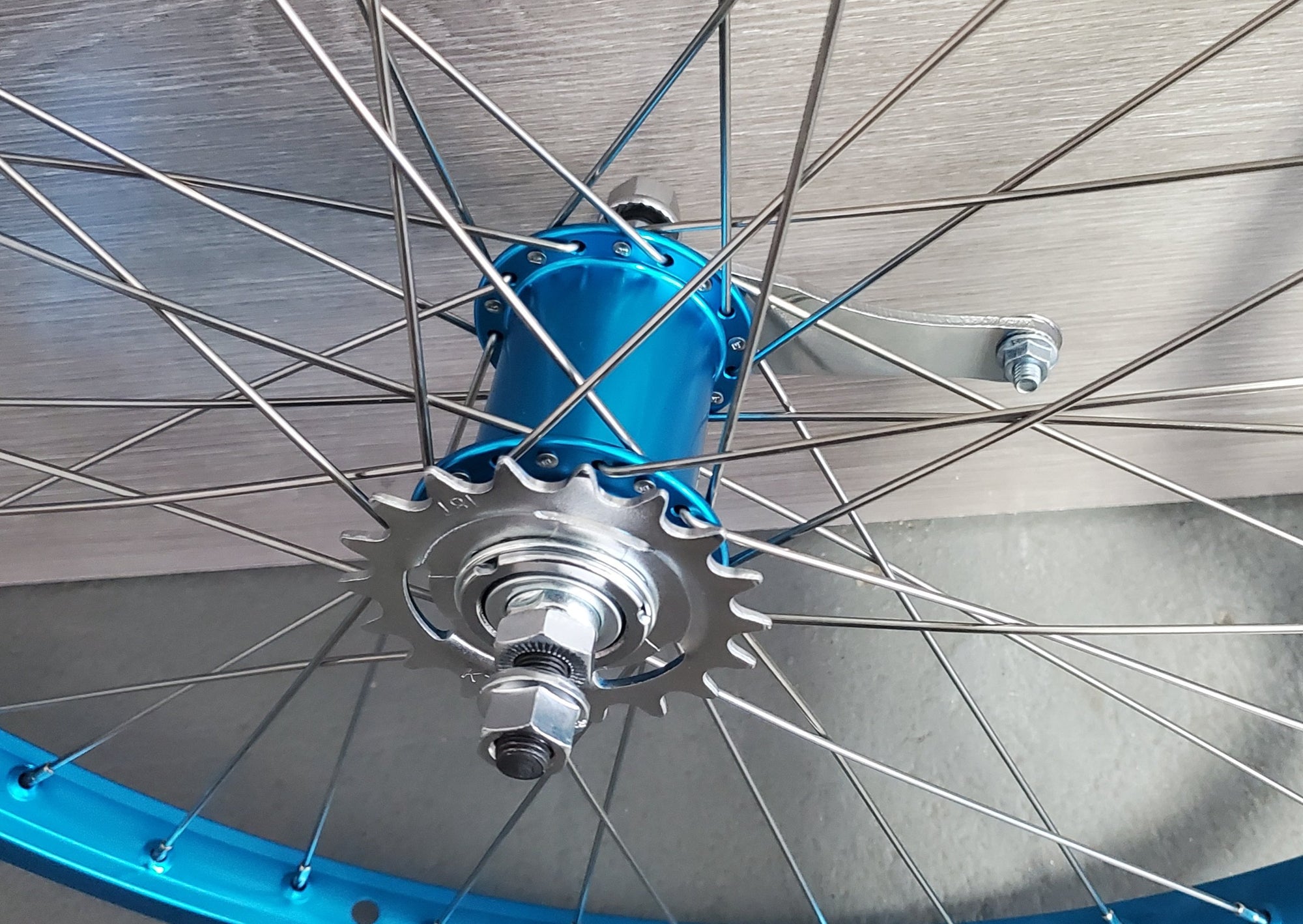 24" 7X style Coaster Brake BMX Wheels - Pair - Blue Anodized