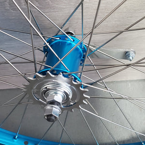 26" 7X style Coaster Brake BMX Wheels - Pair - Blue Anodized