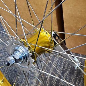 24" 7X style Coaster Brake BMX Wheels - Pair - Gold Anodized