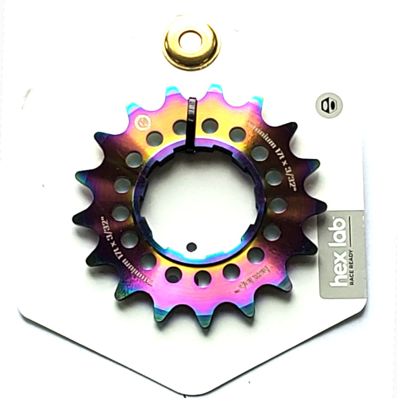 Box Hex Lab 17t Titanium Shimano-type Cog for BMX Cassette hubs - 3/32" - Rainbow