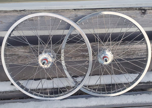 20" 48H 7X style Sealed High Flange BMX Wheels - Freewheel - Pair - Polished