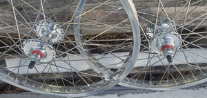 20" 48H 7X style Sealed High Flange BMX Wheels - Freewheel - Pair - Polished