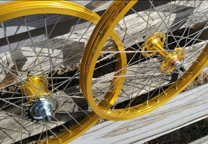 20" 7X style Coaster Brake BMX Wheels - Pair - Gold Anodized