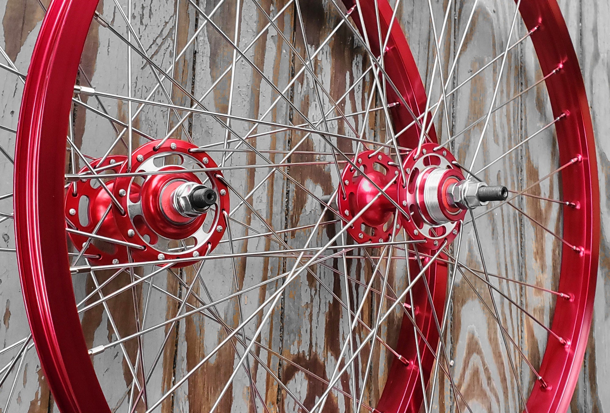 24 7X style Sealed Machined Flange BMX Wheels Pair Red Anodized